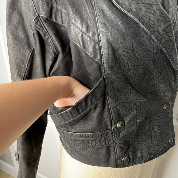 G-III Global Identity Leather Jacket Black Size Medium Vintage 80's 90's Cropped - Picture 6 of 8